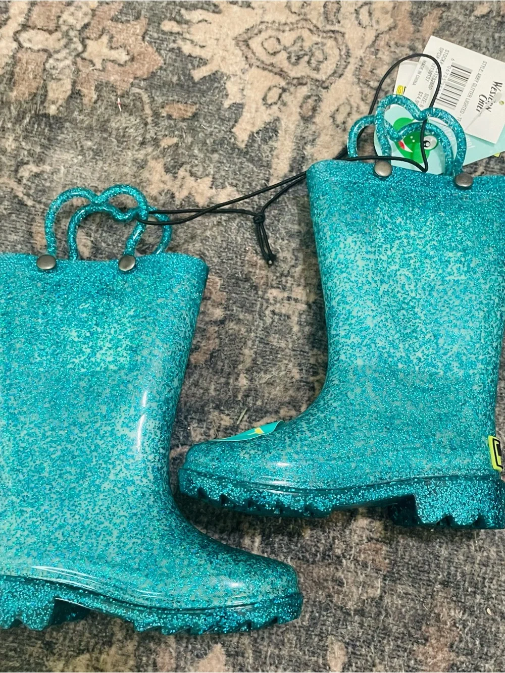 Western Chief Kids Glitter Teal Rain Boots